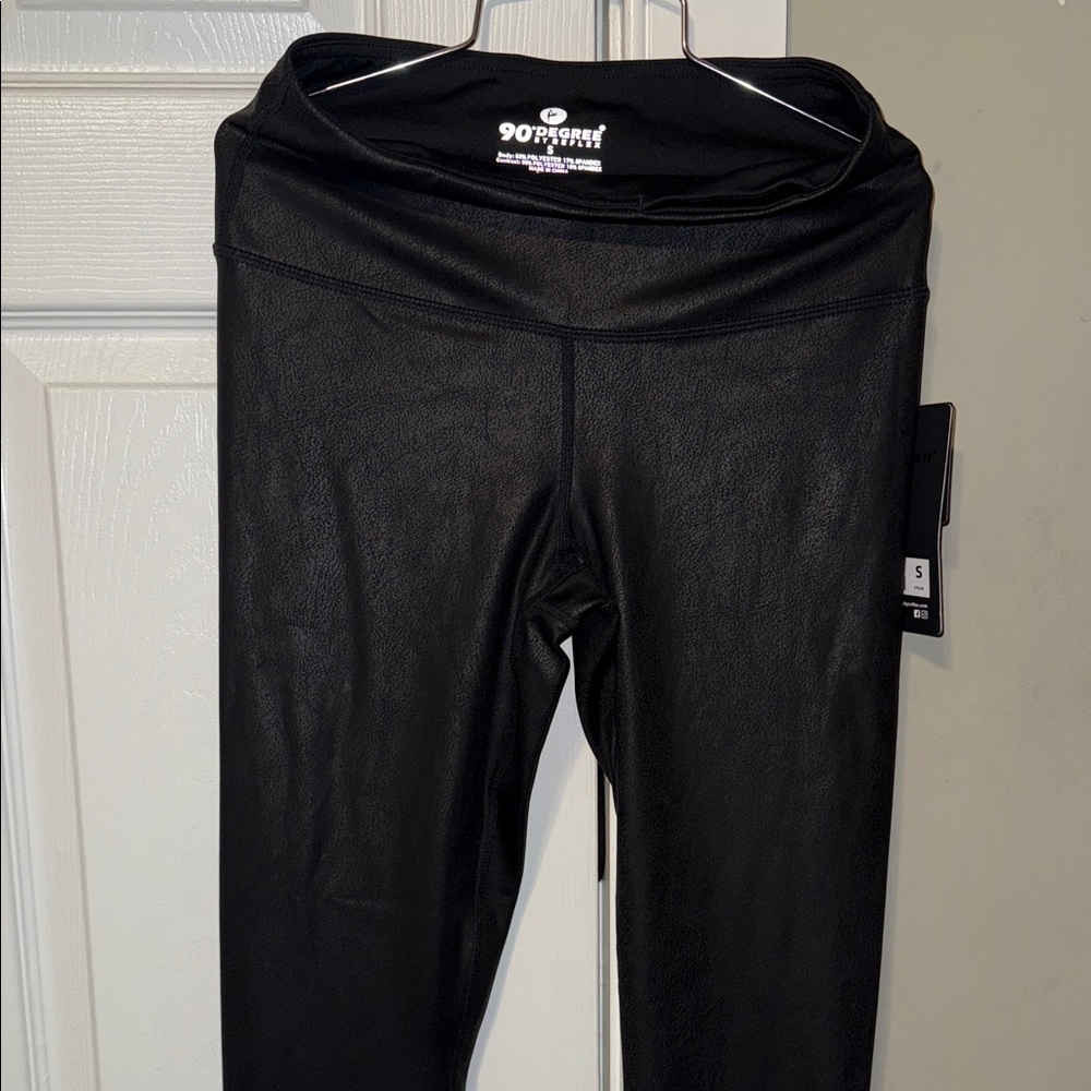 90 Degree By Reflex Shiny Black Leggings